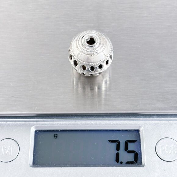 Vintage Sterling Silver 925 Handmade Hollow Filigree Bead Pendant - Picture 5 of 6